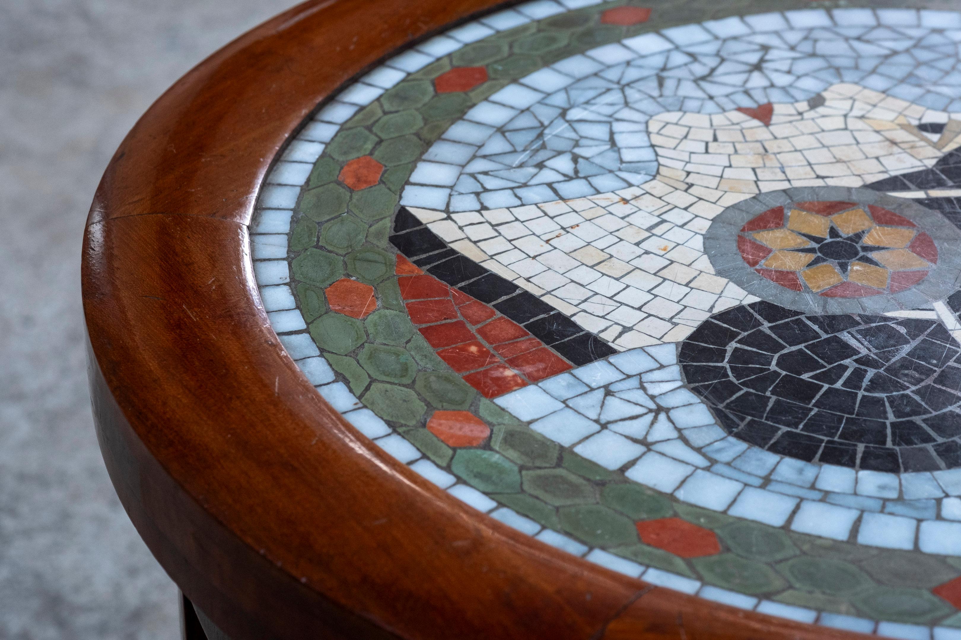1930s Danish Art Deco Side Table In Cuban Mahogany and Mosaic Tiles For Sale 4
