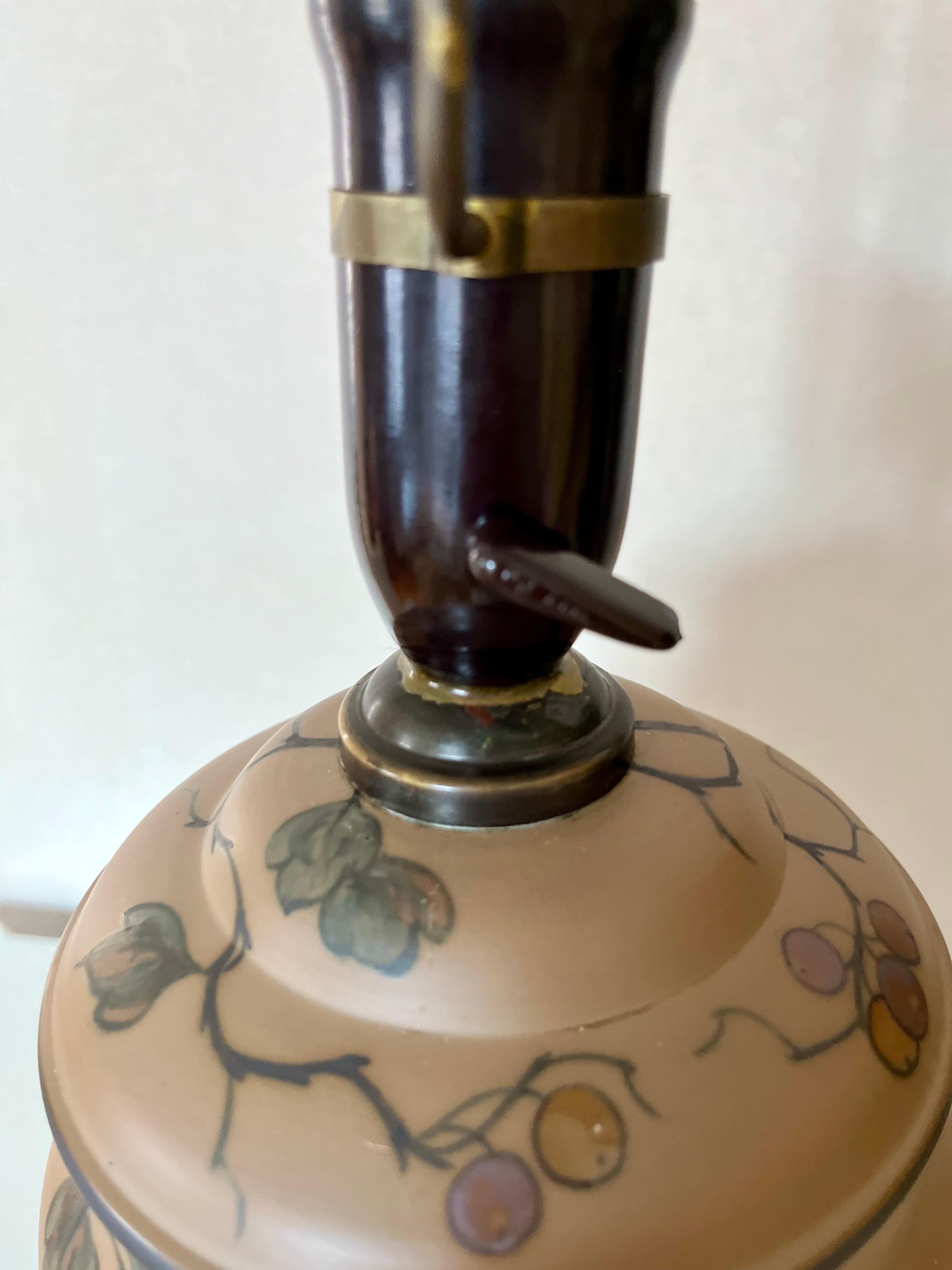 1930s Danish art nouveau ceramic hand decorated table lamp by L. Hjort 3