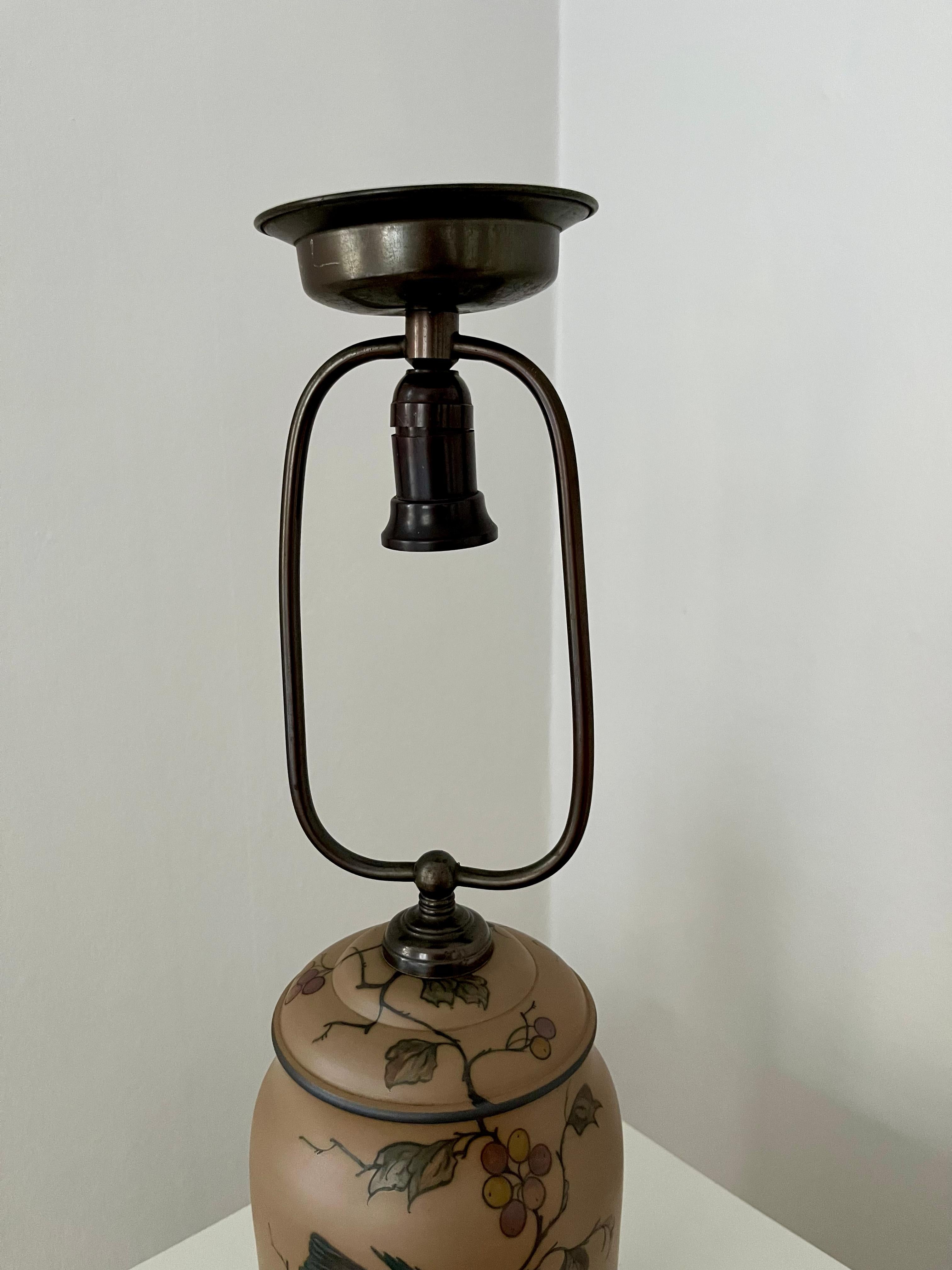 Lampe de table danoise en céramique Art nouveau des années 1930 décorée à la main par L. Hjort en vente 12