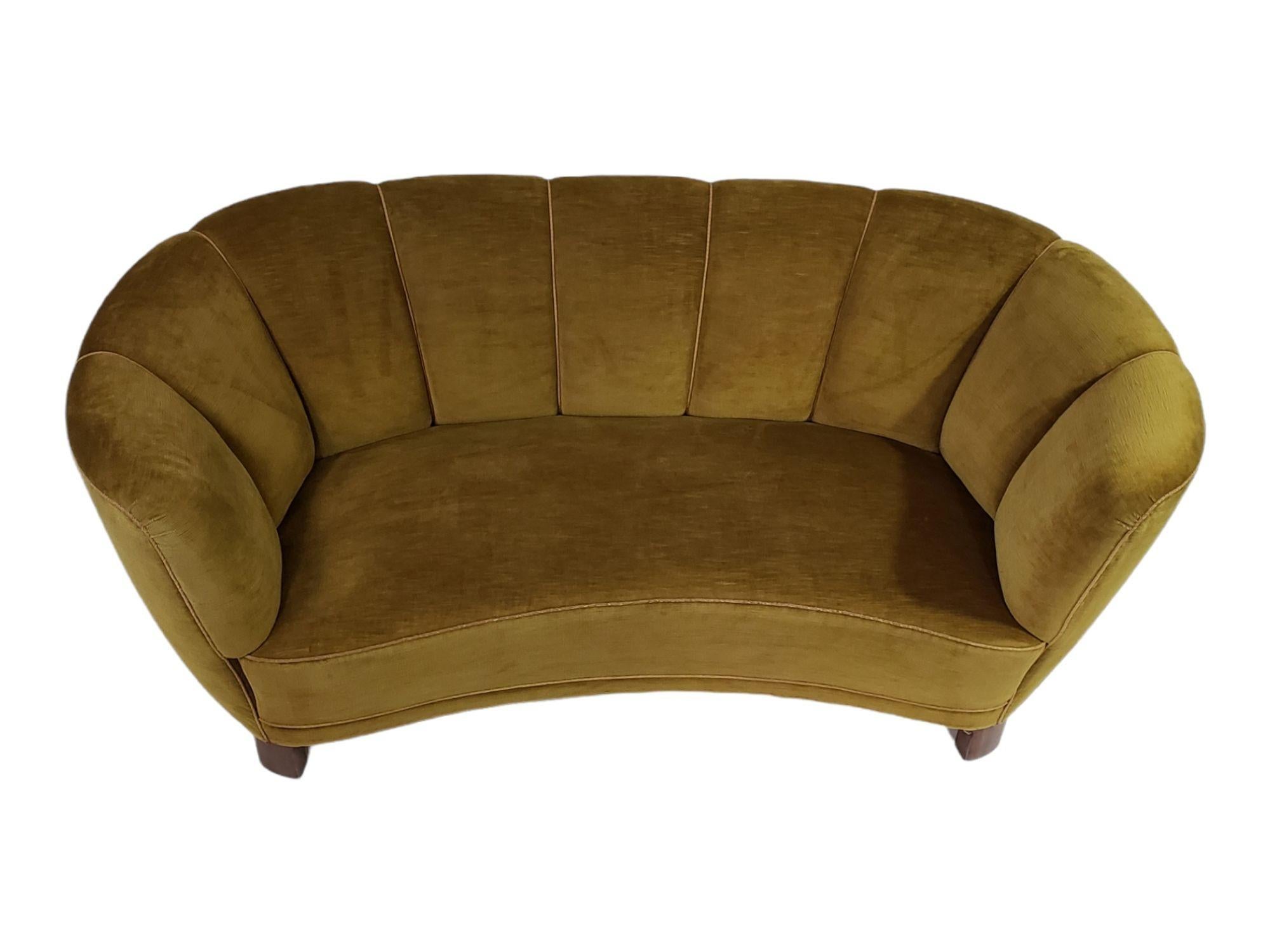 1930's Danish Channel-back Deco Settee Sofa # 2 1