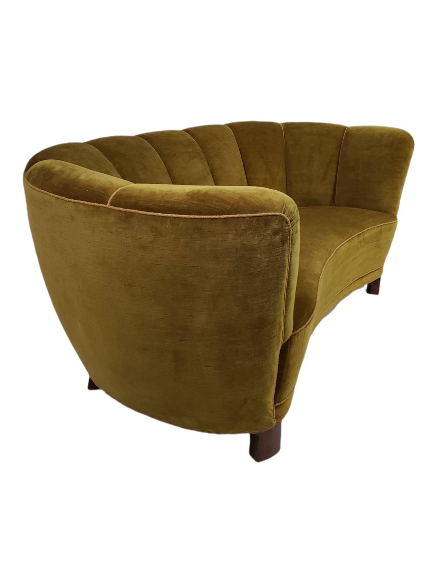 1930's Danish Channel-back Deco Settee Sofa # 2 2