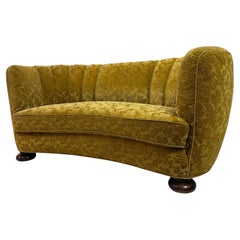 1930s Danish Curved Banana Sofa