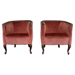 1930s Danish Deco Barrel Club Chairs - A Pair