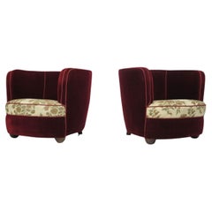1930's Danish Deco Club Chairs in Mohair