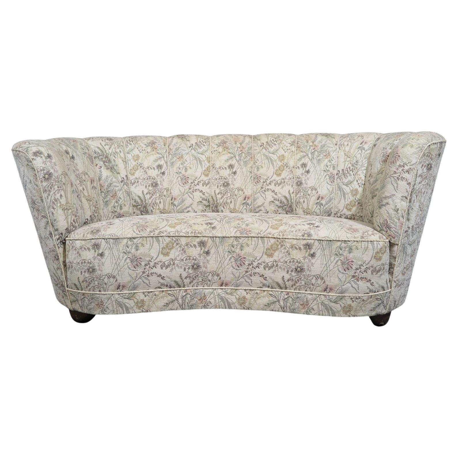 1930's Danish Deco Sofa in Original Fabric for Reupholstery For Sale
