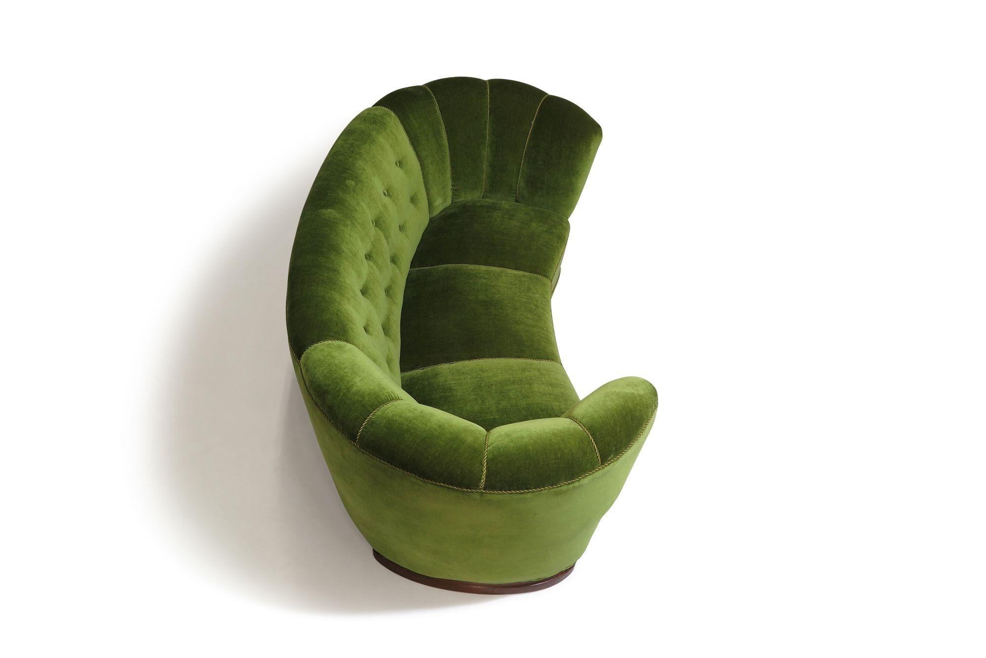 20th Century 1930's Danish Deco Sofa in Original Green Mohair For Sale
