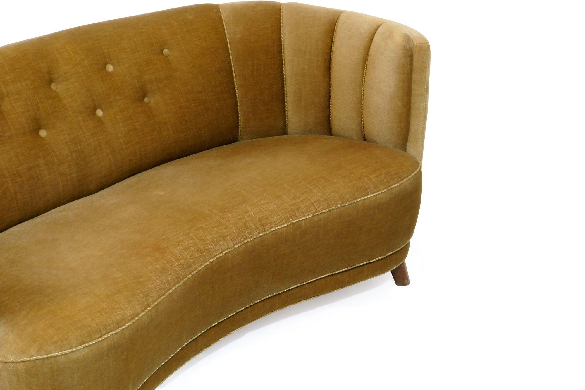 1930's Danish Deco Sofa in Original Mohair with Button Tufted Back 2