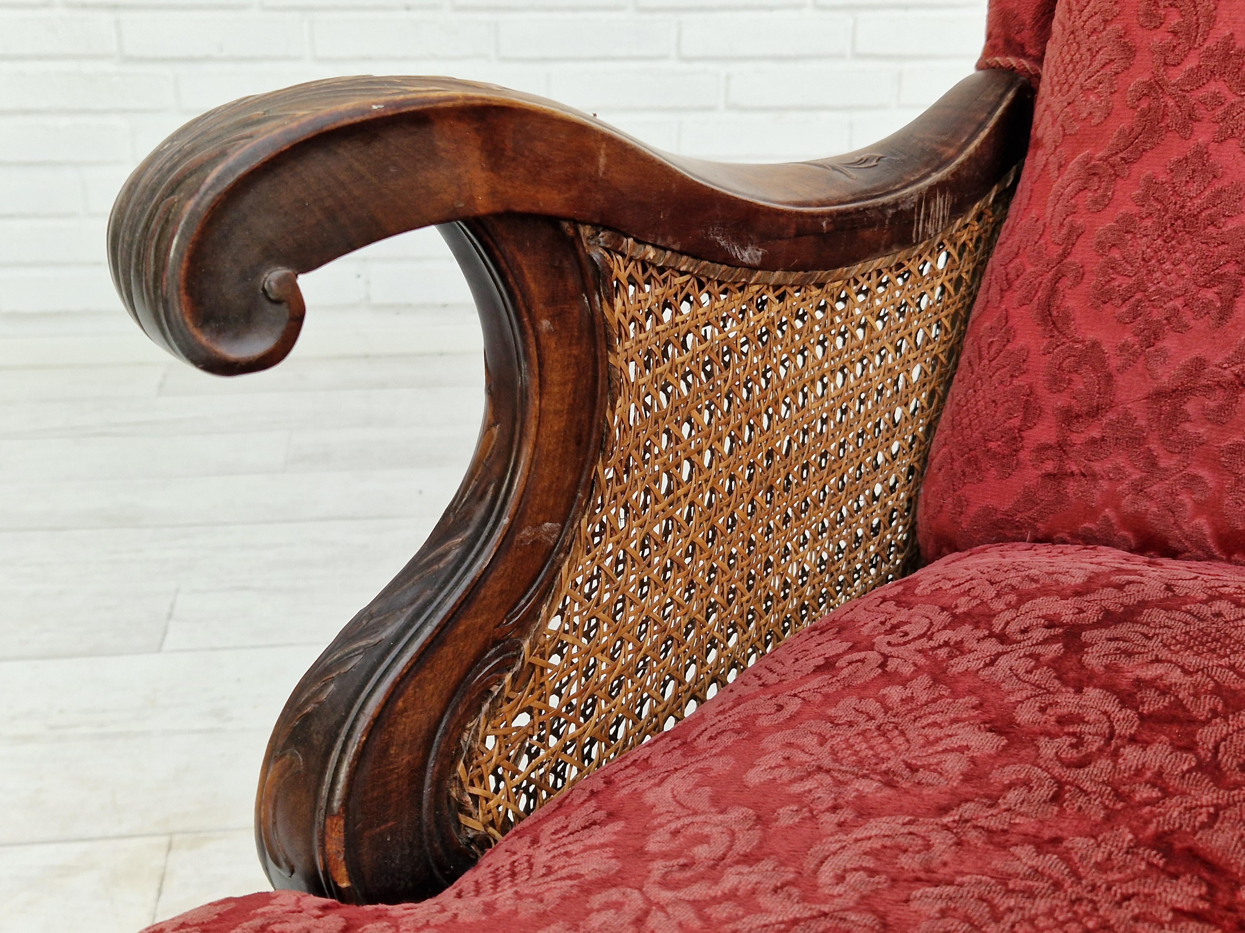 1930s, Danish Design, Armchair, Ash Wood, Velour, Original Condition For Sale 7