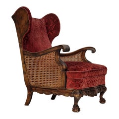 Anni '30, Design Danese, Poltrona, Legno di frassino, Velour, Condizioni originali