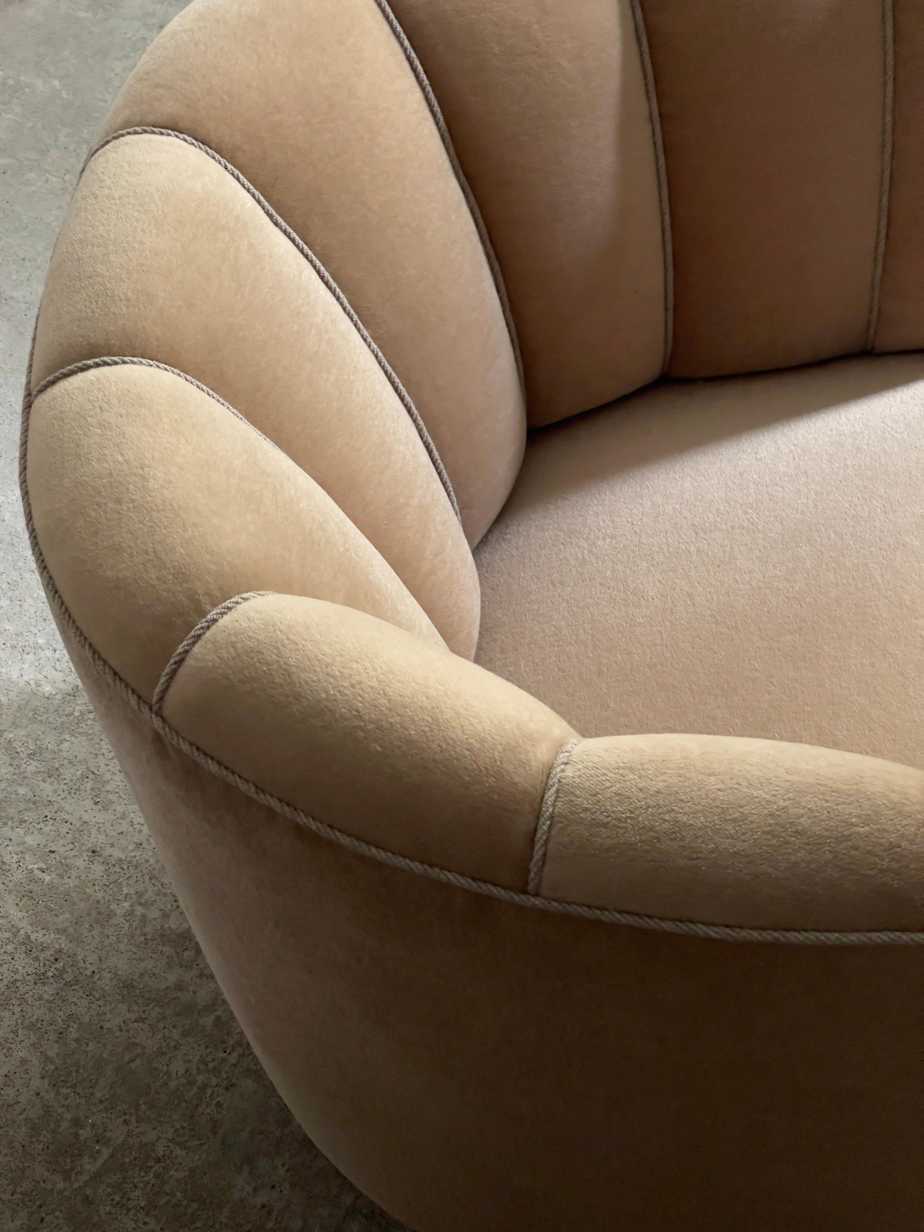 Scandinavian Modern 1930s Danish modern Easy Chair reupholstered in Premium beige Mohair For Sale