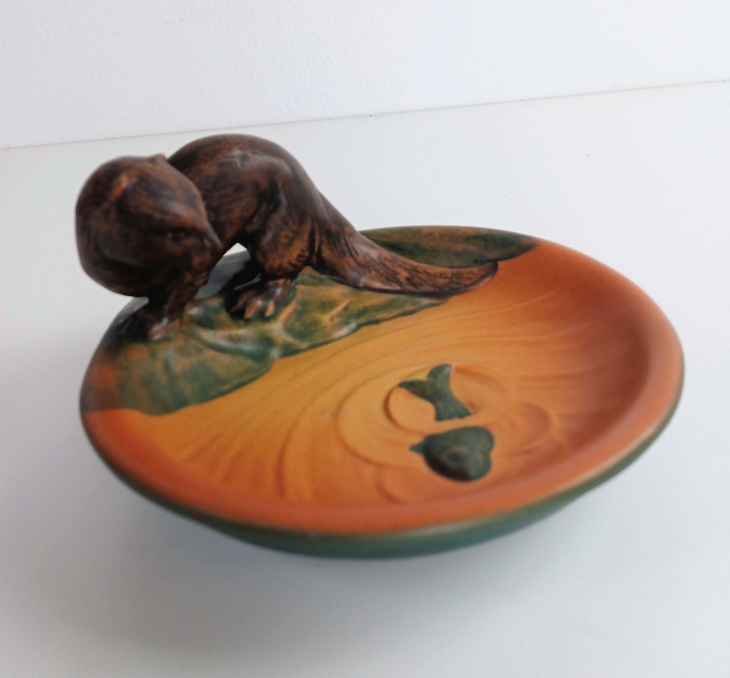 1930s Danish Hand-Crafted Art Nouveau Polecat Ash Tray / Bowl by P. Ipsens Enke In Good Condition For Sale In Knebel, DK