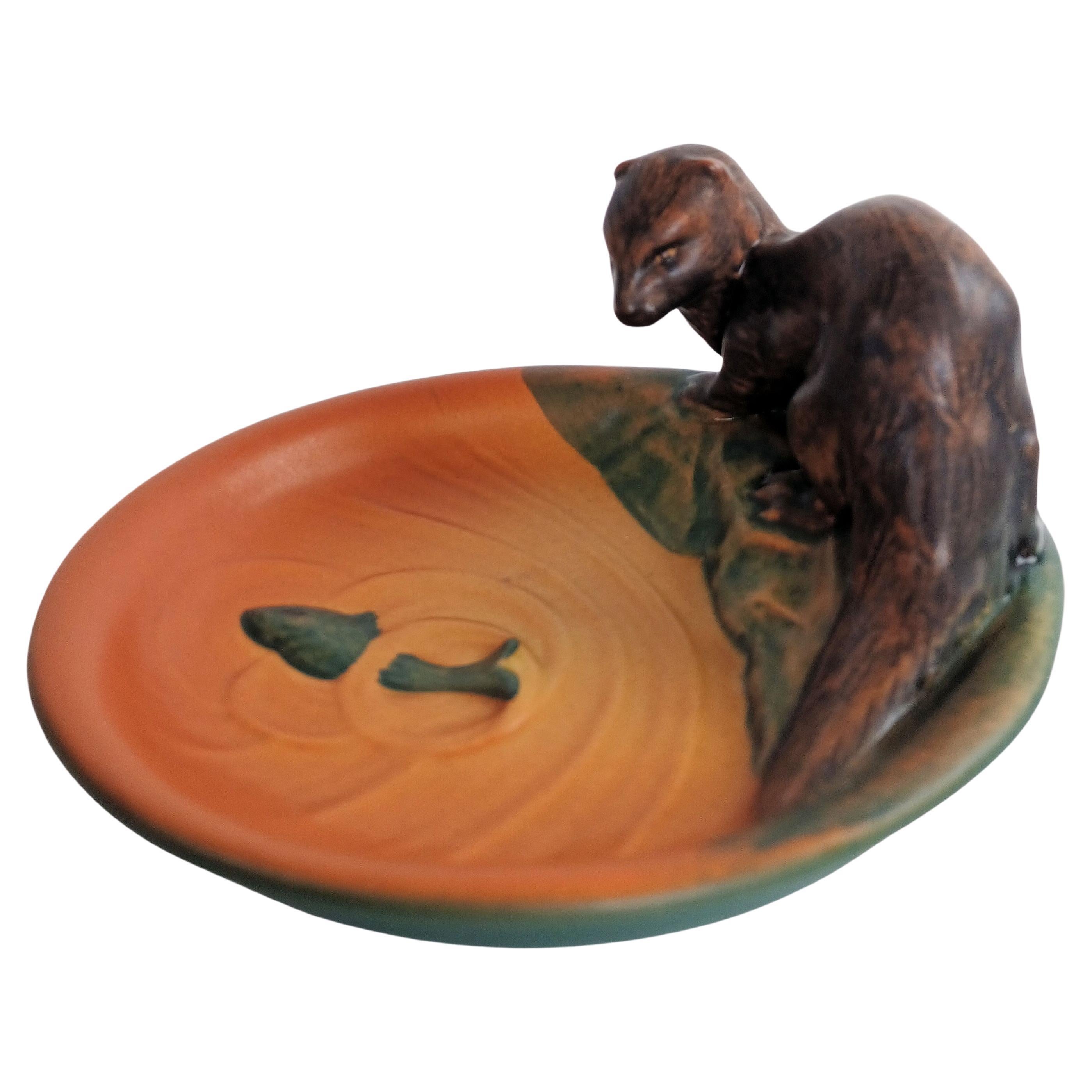 1930s Danish Hand-Crafted Art Nouveau Polecat Ash Tray / Bowl by P. Ipsens Enke