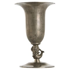 1930s Danish Just Andersen Art Deco Pewter Mermaid Vase