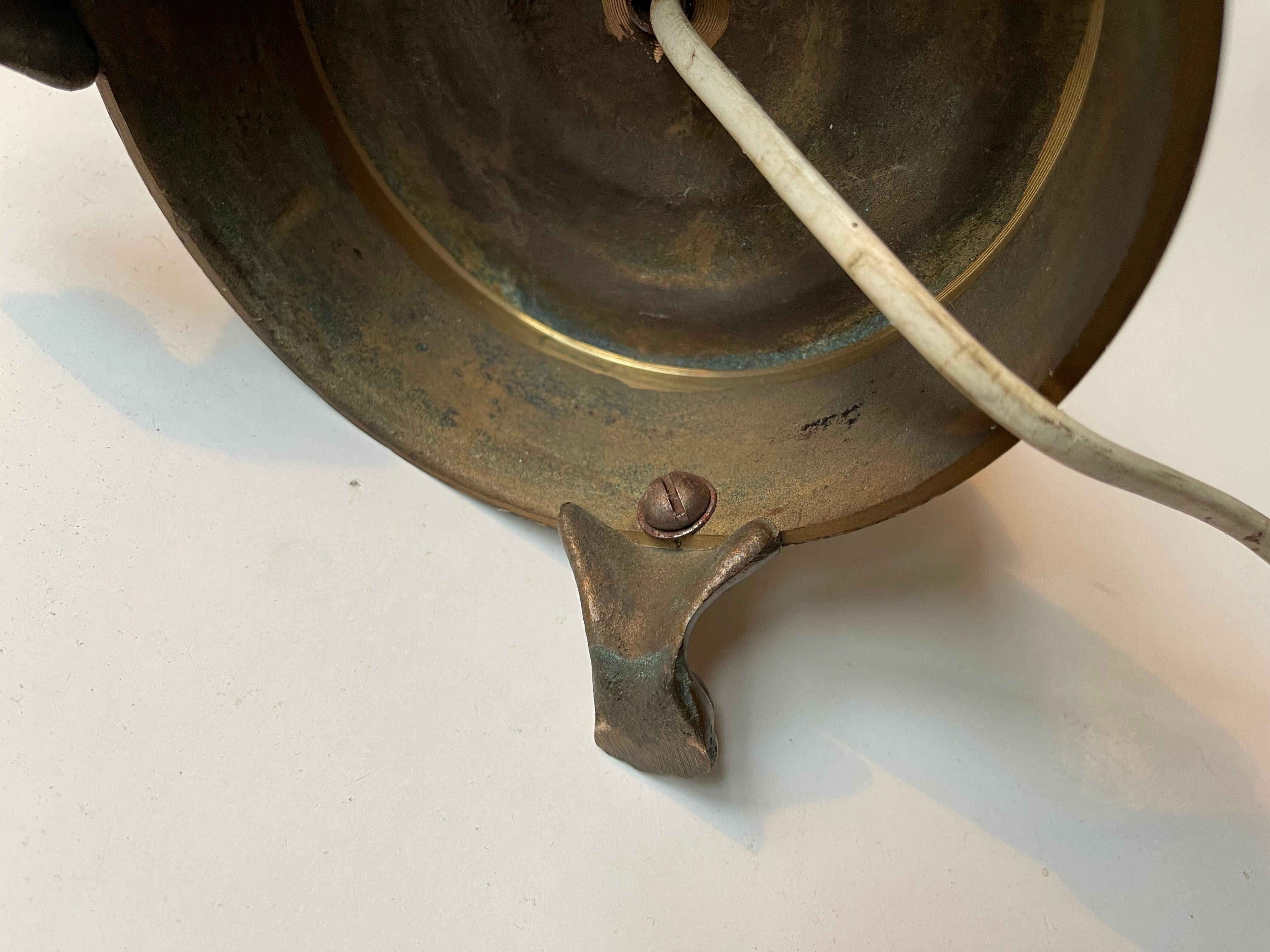 1930s Danish Lion Paw Bronze Table Lamp with Pink Shade For Sale 2
