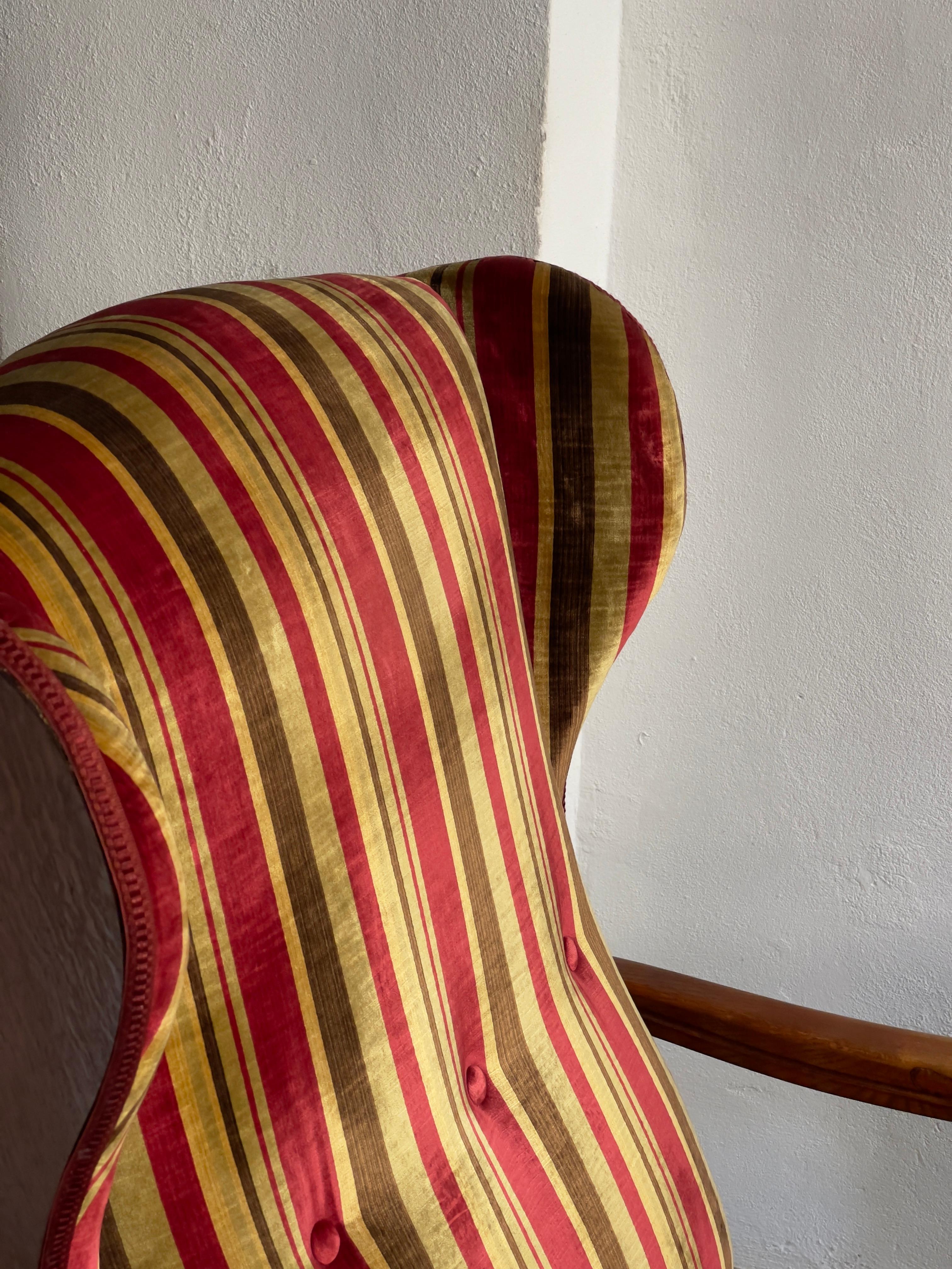 striped velvet chair