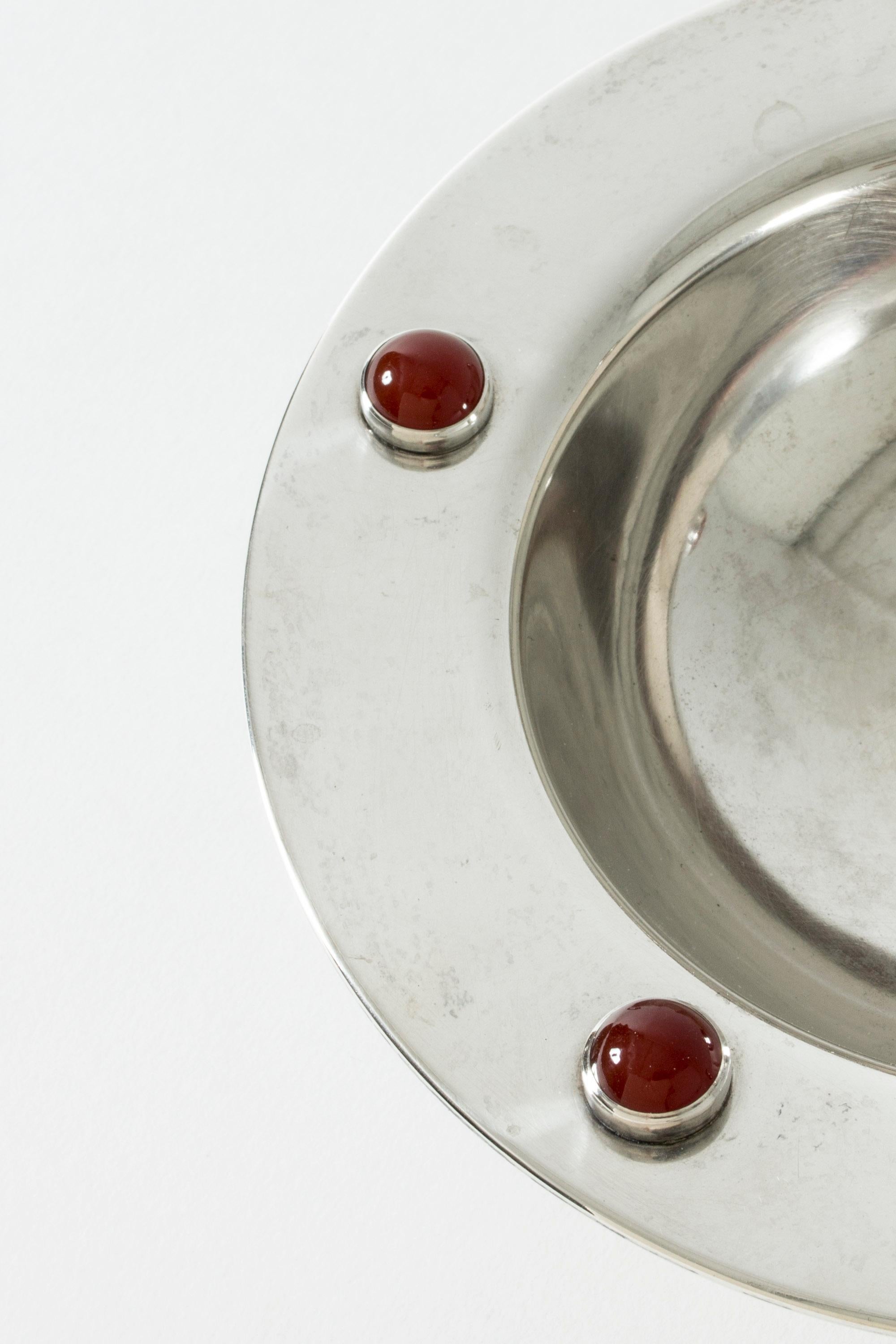 1930s Danish Modern Silver and Red Carnelian Bowl In Good Condition In Stockholm, SE