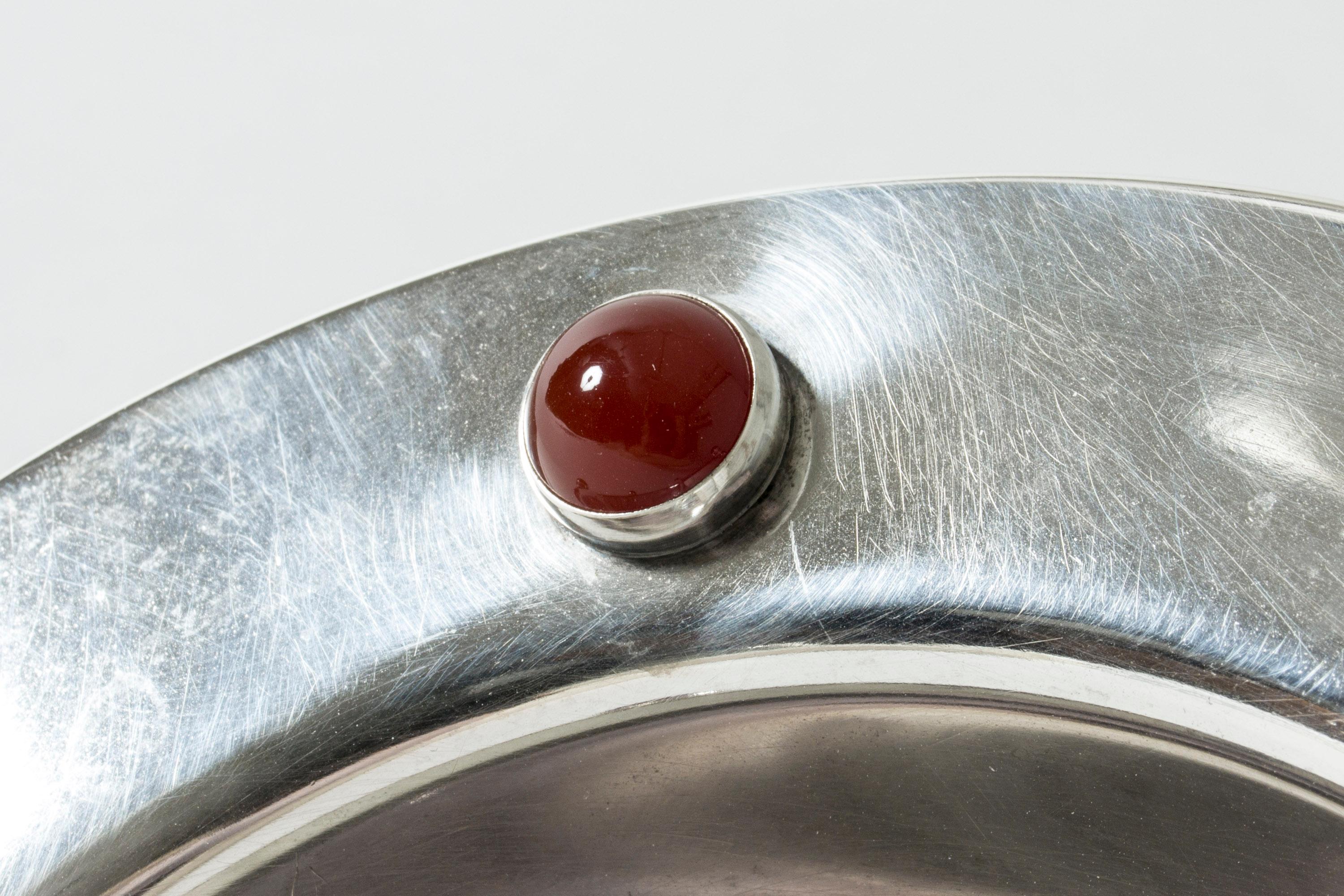 1930s Danish Modern Silver and Red Carnelian Bowl 1