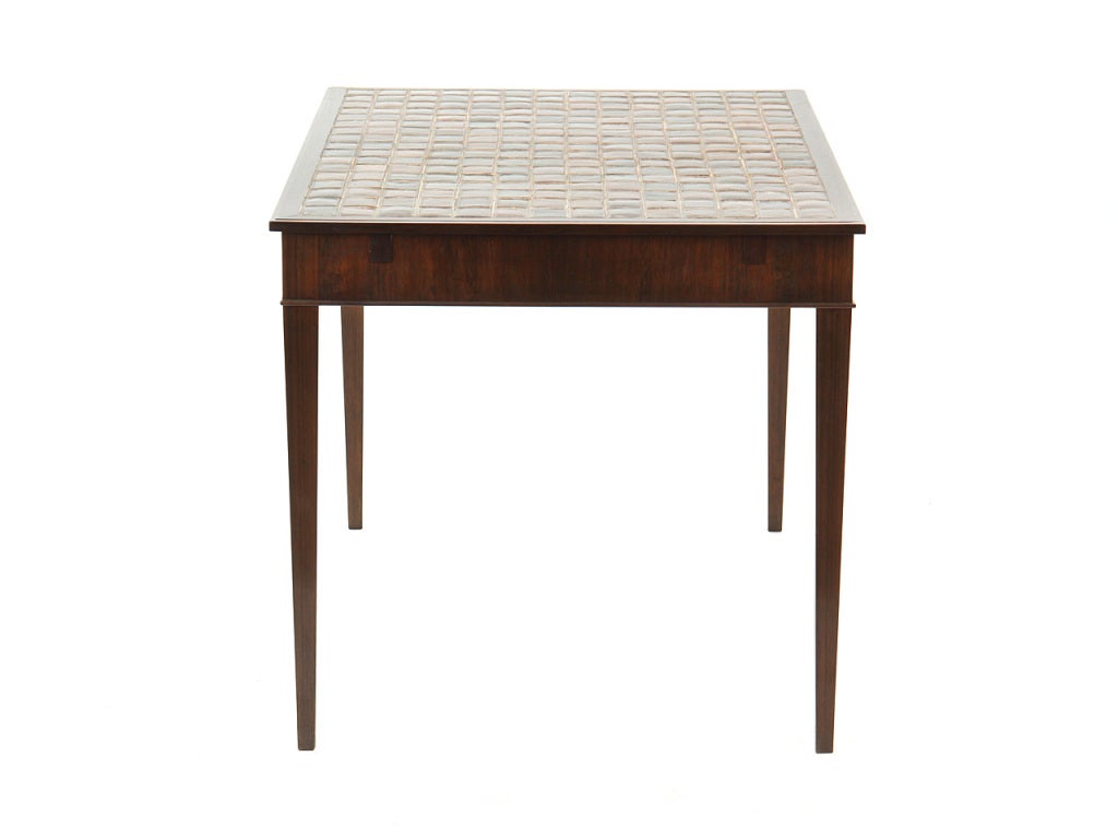 1930s Danish Rosewood and Tile Dining Table by Frits Henningsen In Good Condition For Sale In Sagaponack, NY