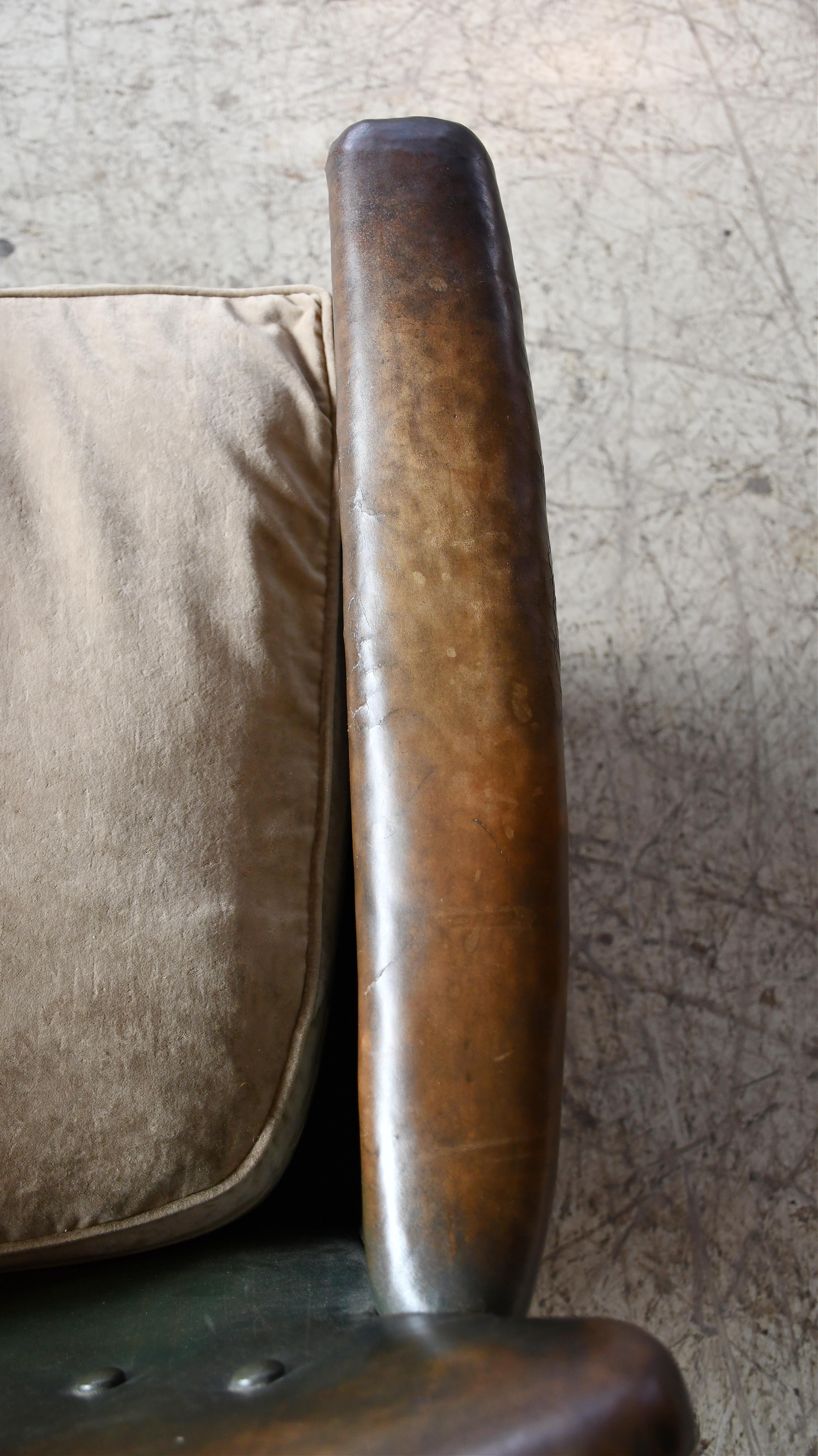 1930s Danish Small Club or Library Chair in Dark Green Leather For Sale 7