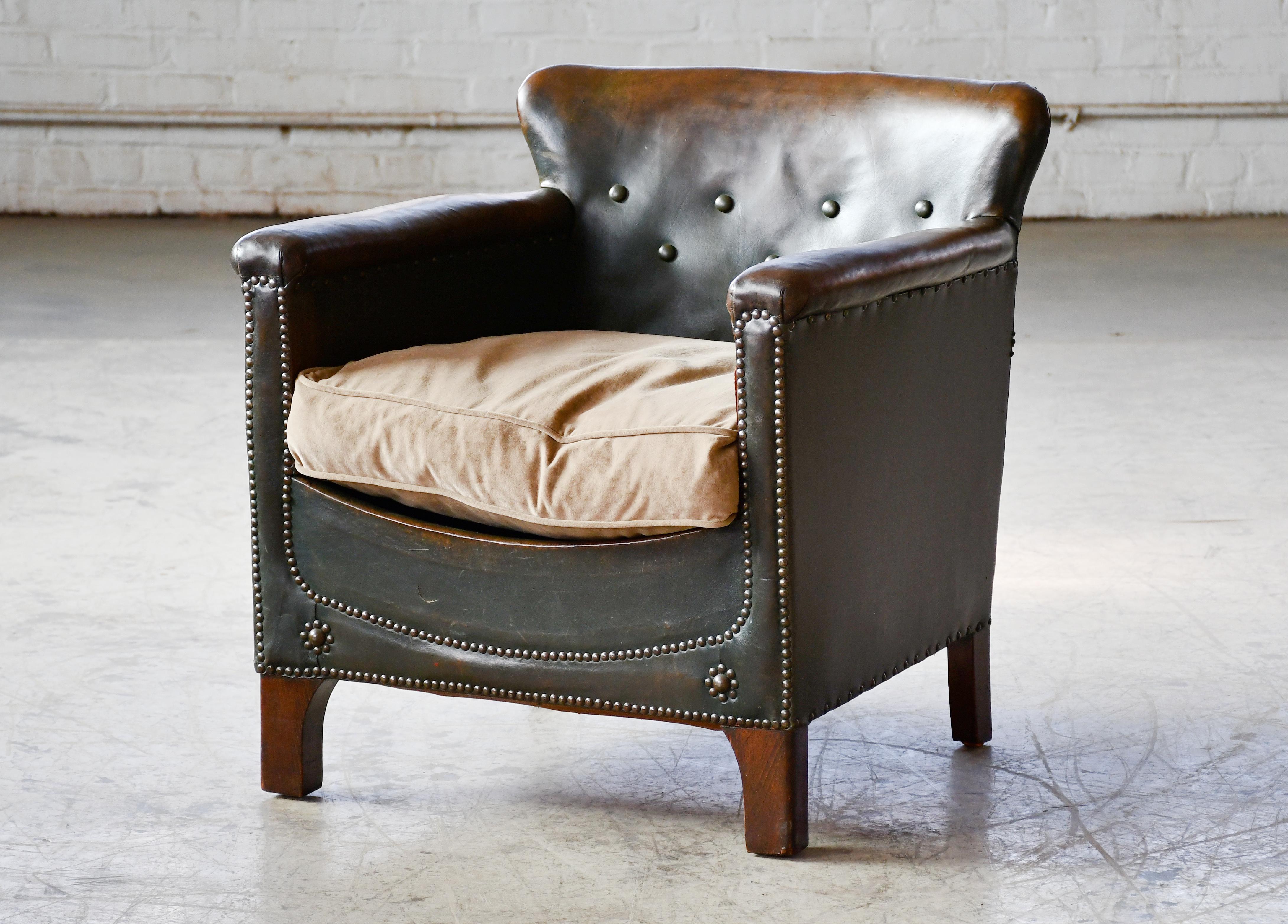 Charming  small scale Danish club chair made around the 1930's to 1940's. The Danes called these smaller type chairs  