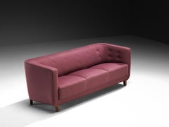 1930s Danish Three Seat Sofa in Soft Purple Colored Fabric
