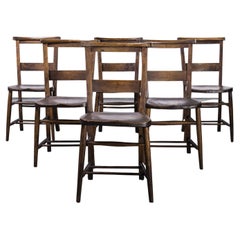 1930
s Dark Ash and Elm Church, Chapel Dining Chairs, Set of Six