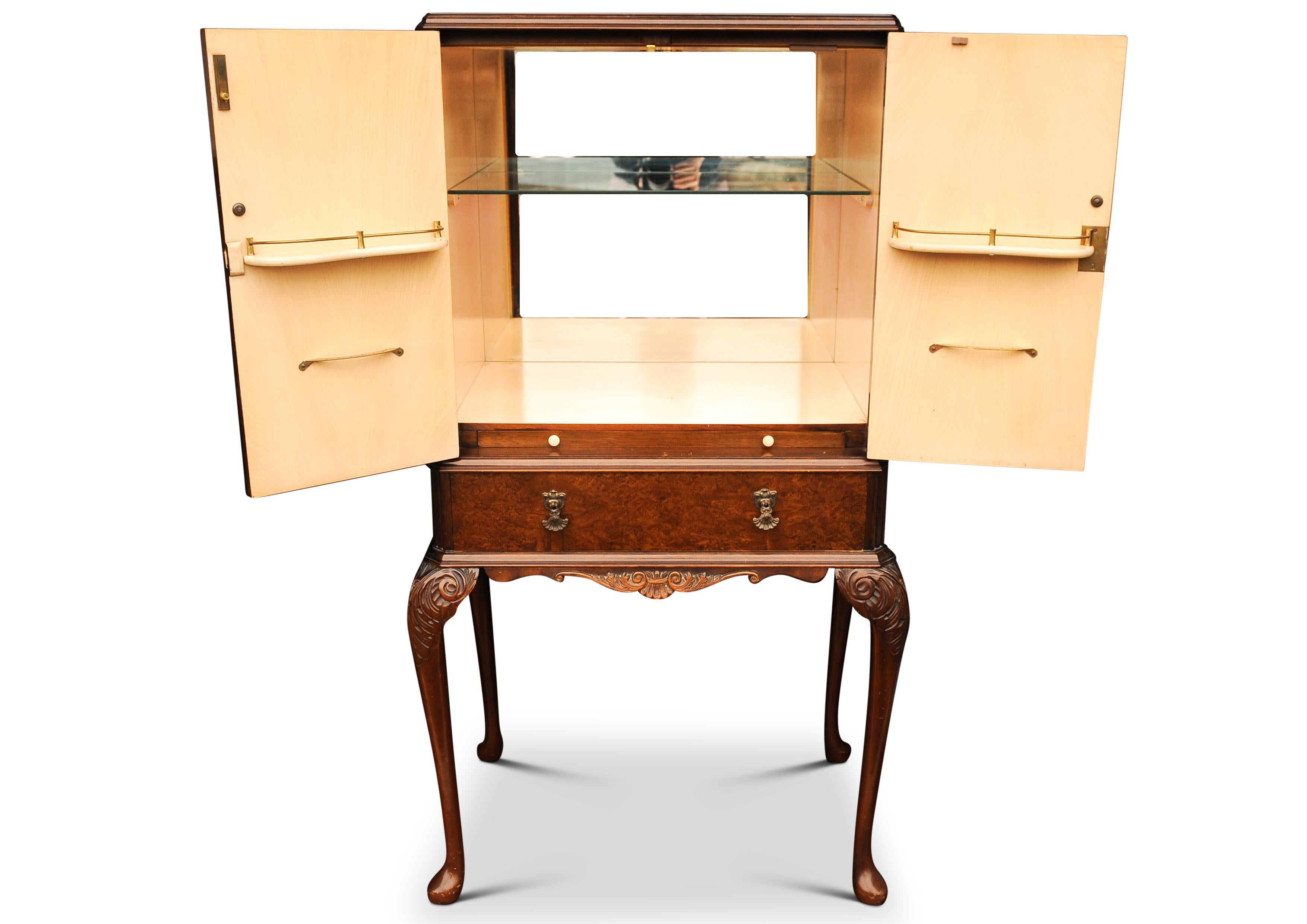 1930s Decadent Burr Walnut Handcrafted Cocktail Bar by Epstein Furniture 1