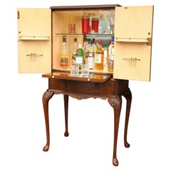 Bar à cocktails artisanal en ronce de noyer des années 1930 Decades par Epstein Furniture