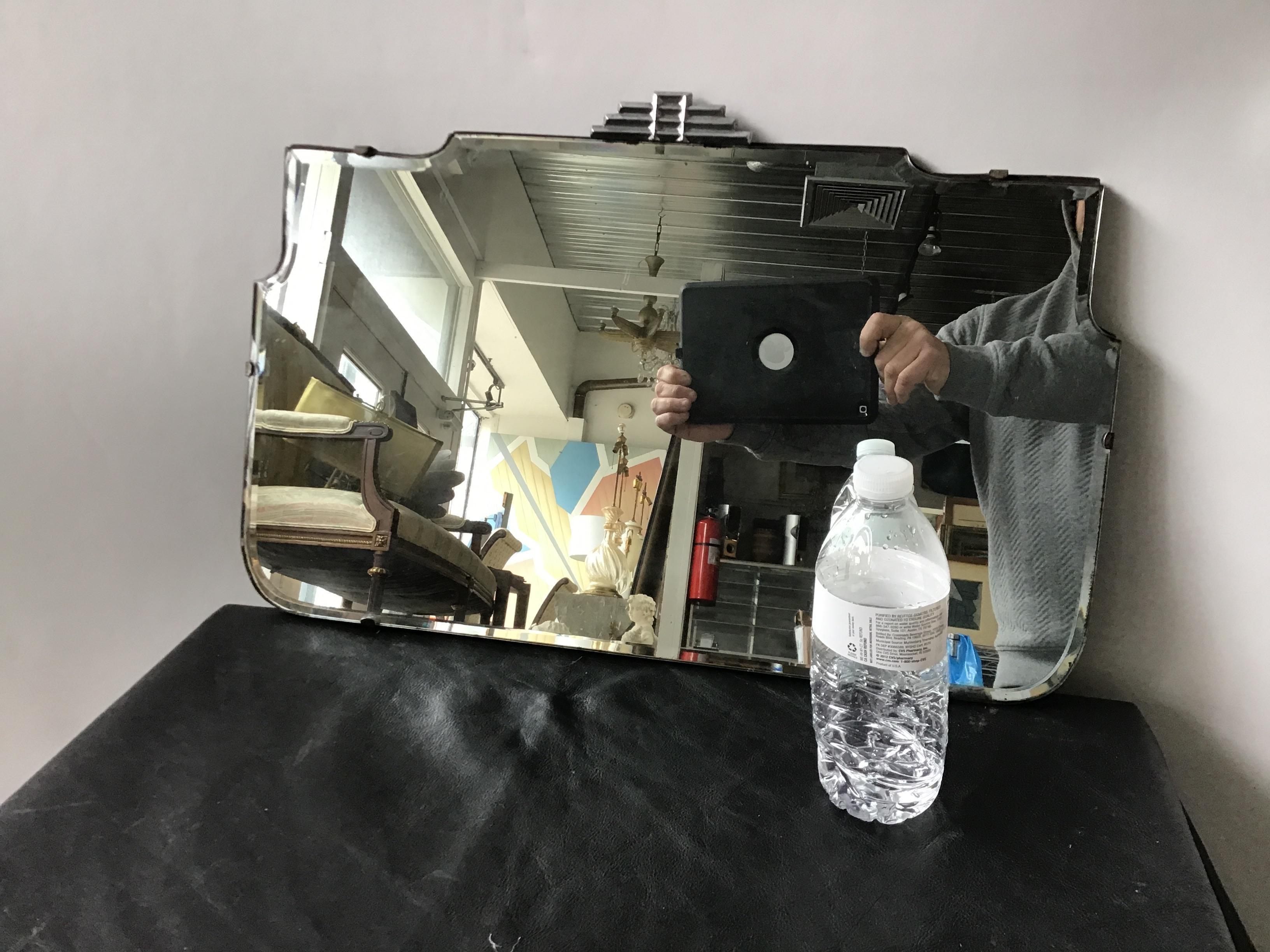 1930s deco beveled mirror.