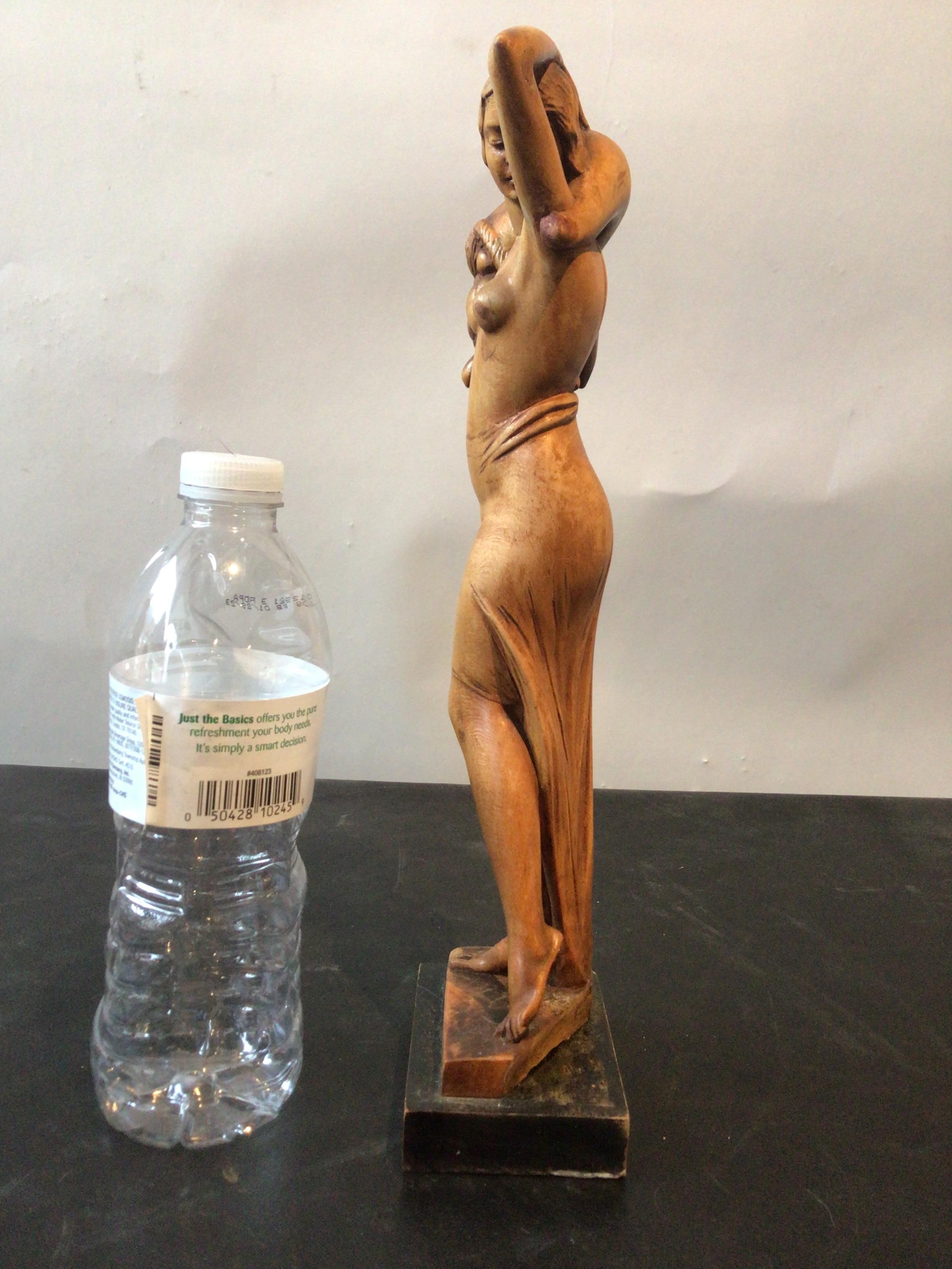 1930s Deco Female Wood Sculpture  In Good Condition In Tarrytown, NY