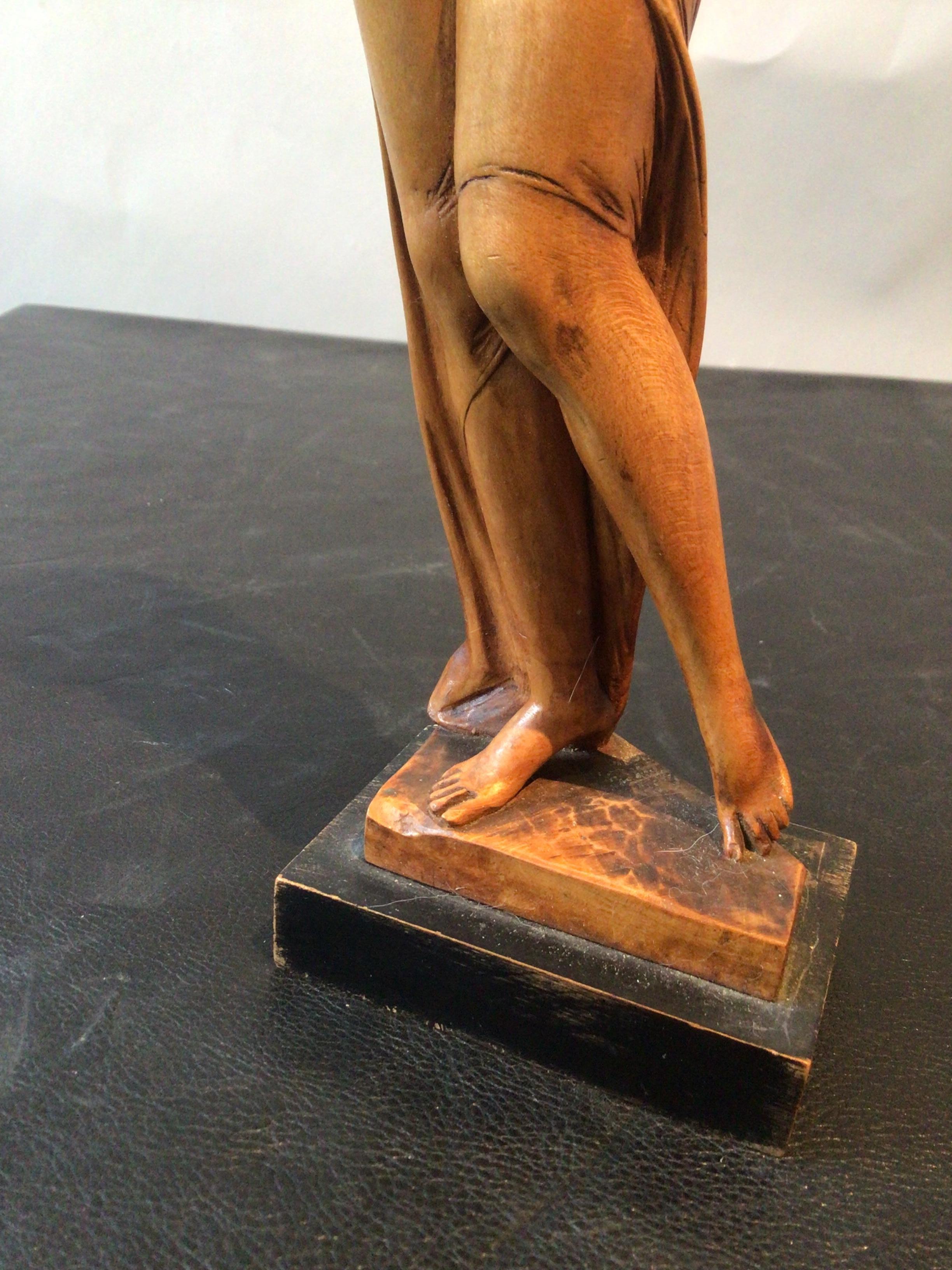 1930s Deco Female Wood Sculpture  3
