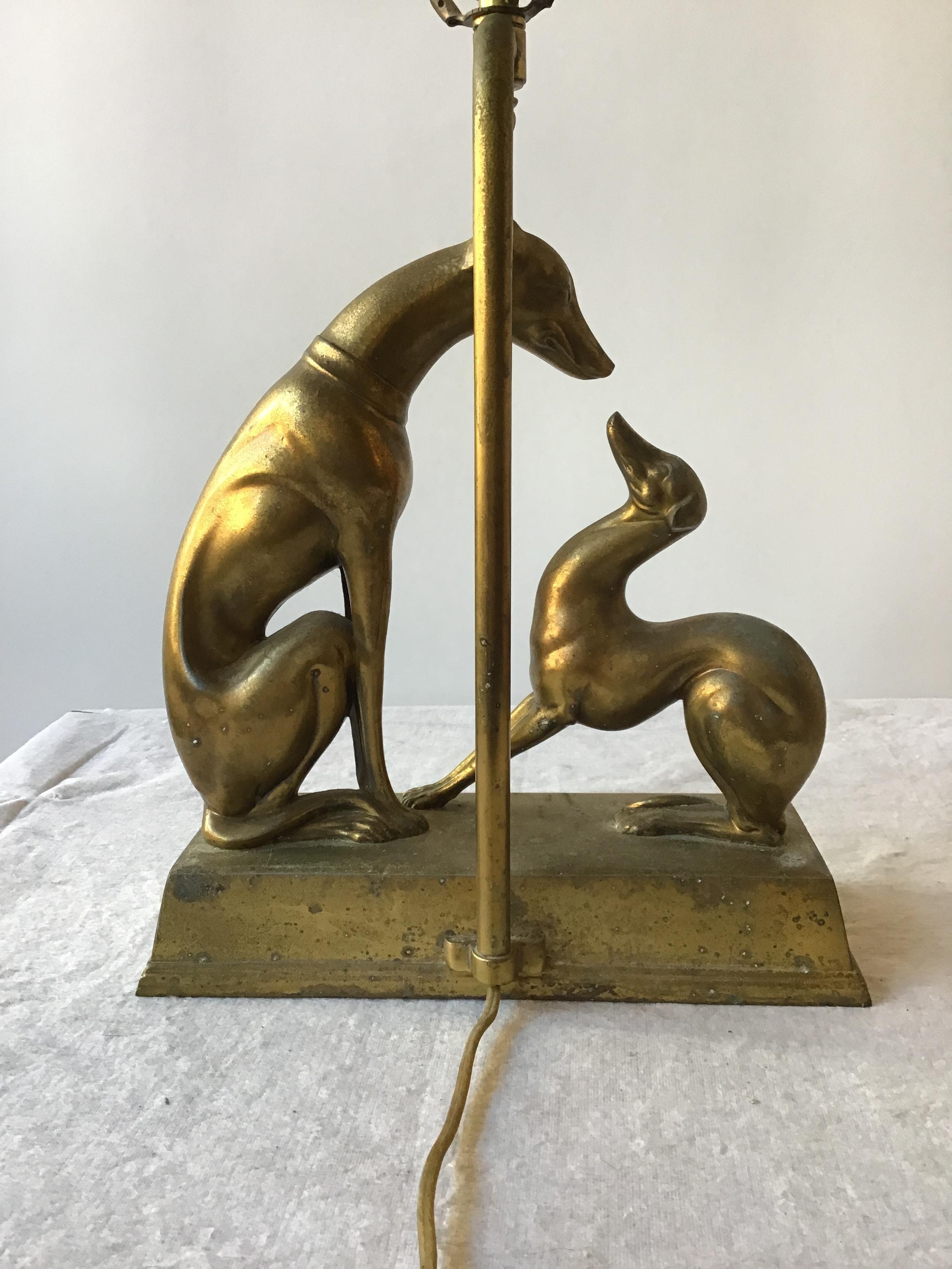 Mid-20th Century 1930s Deco Greyhound Lamp