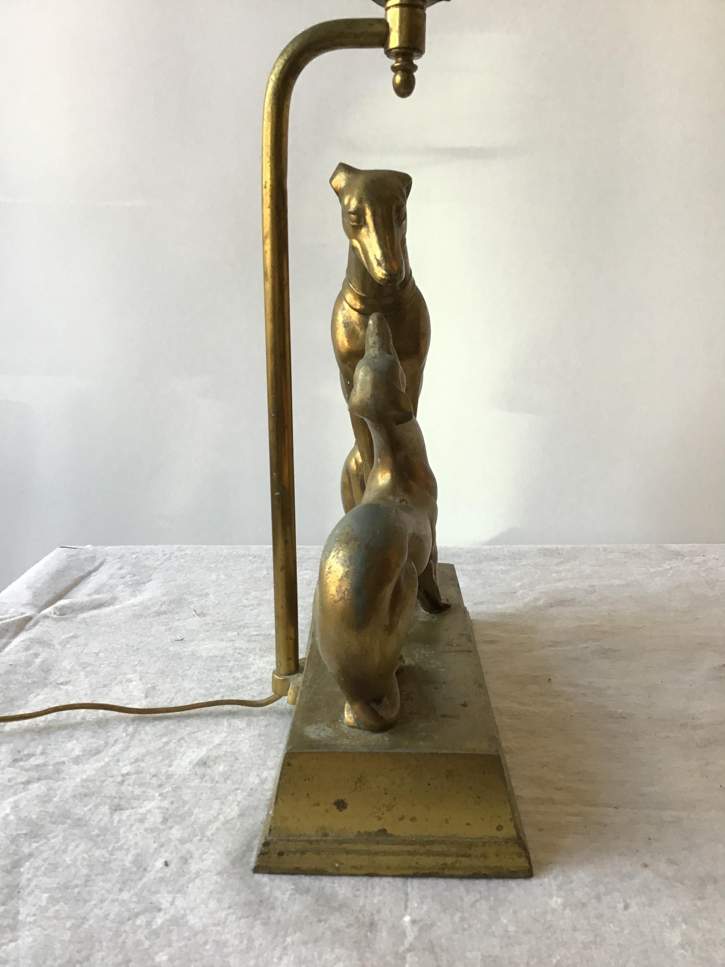 Metal 1930s Deco Greyhound Lamp