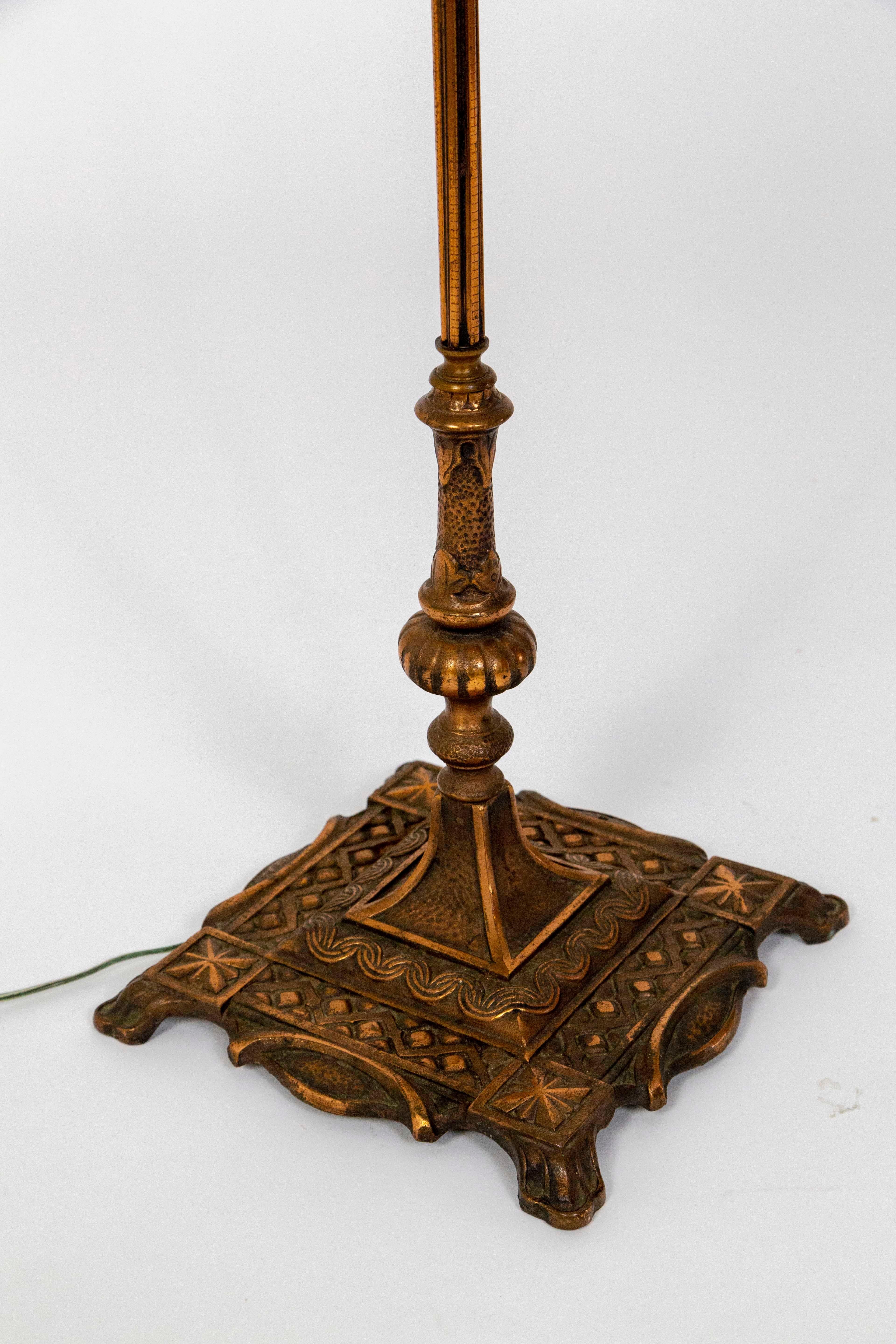 Mid-20th Century 1930s Deco Inspired Copper Floor Lamp