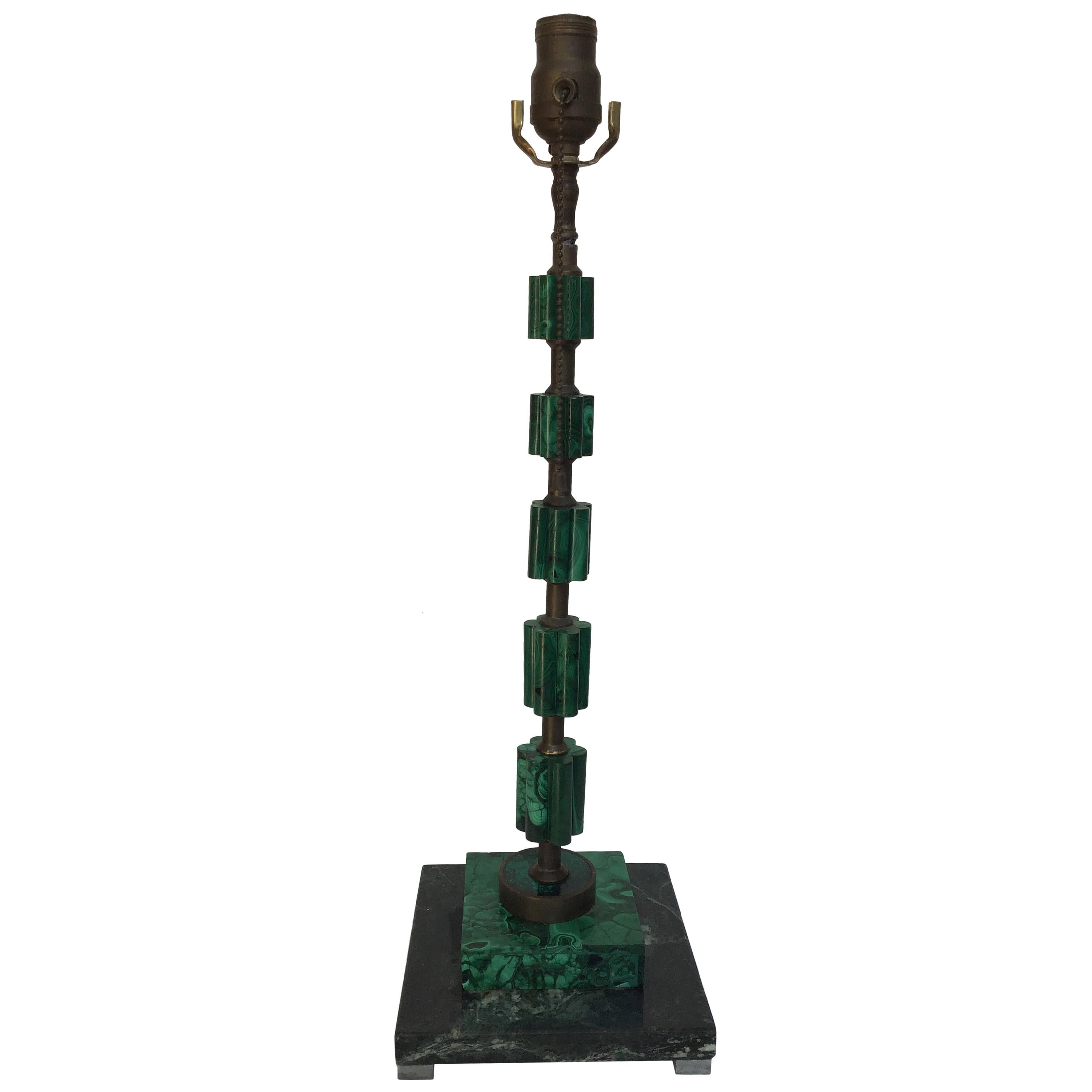 1930s Deco Malachite Table Lamp