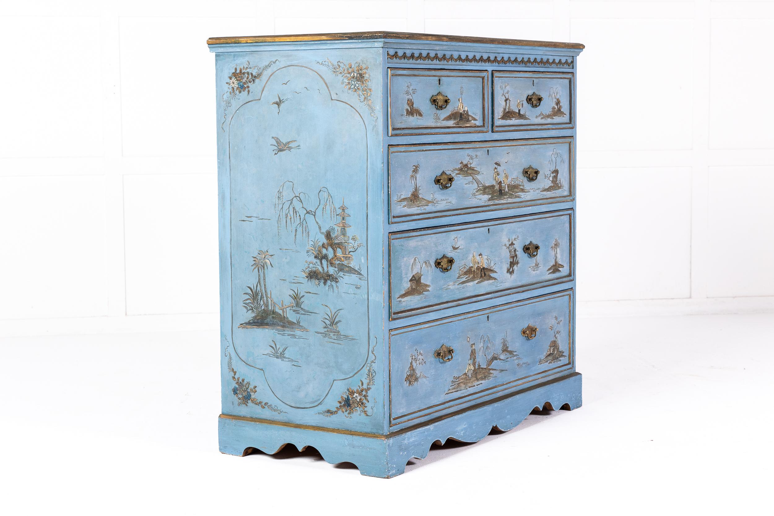 1930s Decorative English Japanned Chest of Drawers For Sale 3