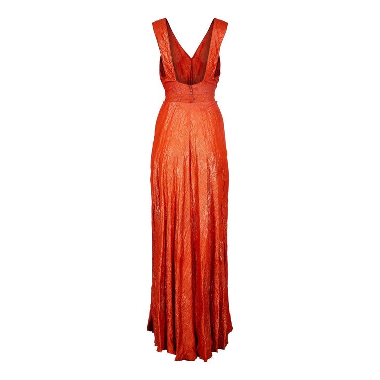 1930s Deep Orange Lame Dress at 1stDibs