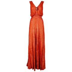 Vintage 1930s Deep Orange Lame Dress