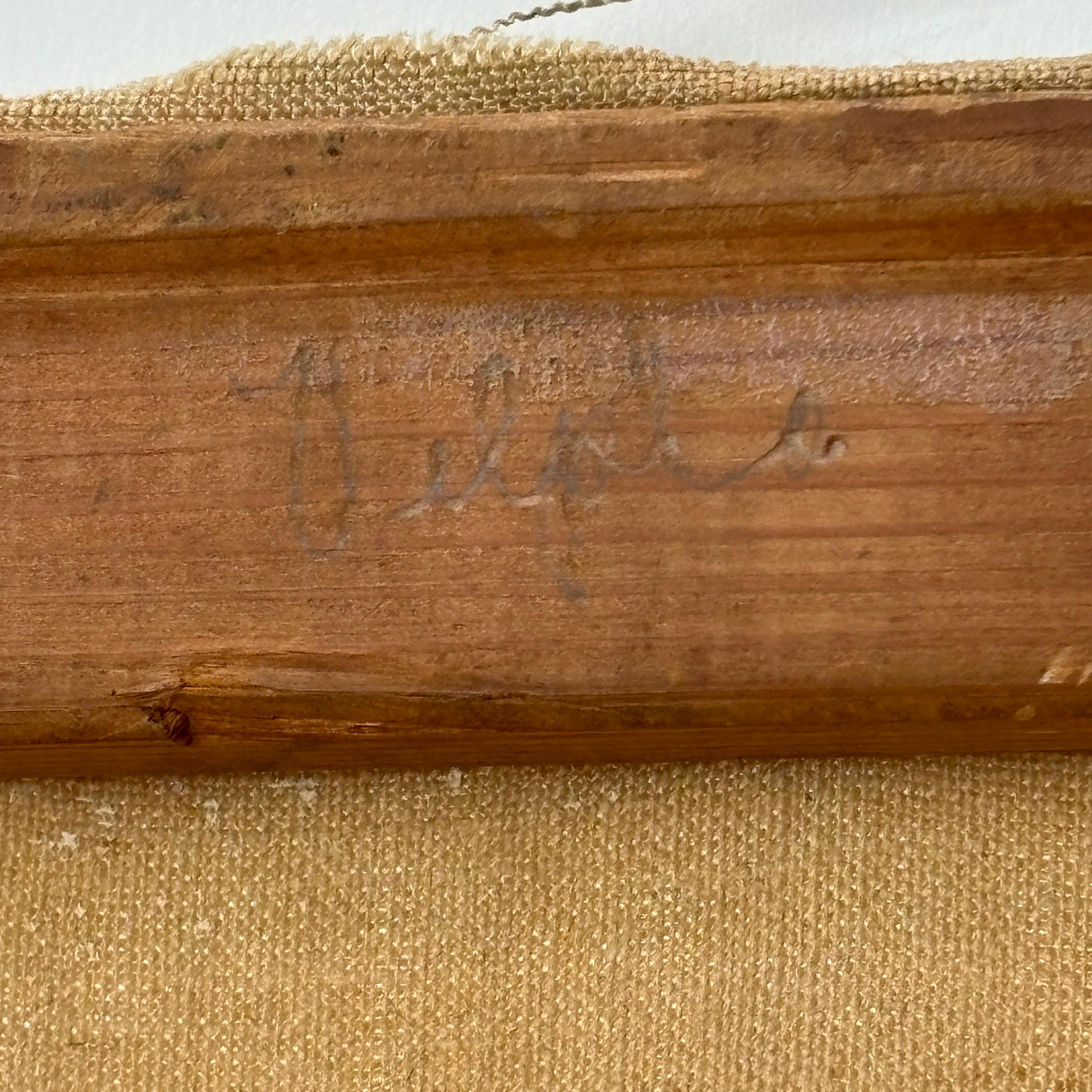 1930 Óleo sobre lienzo de la era de la Depresión Lilly en jarrón firmado Velpha mediados del siglo XX en venta
