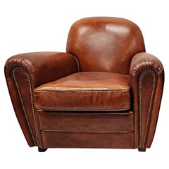 Sillón Club de cuero de diseño años 30