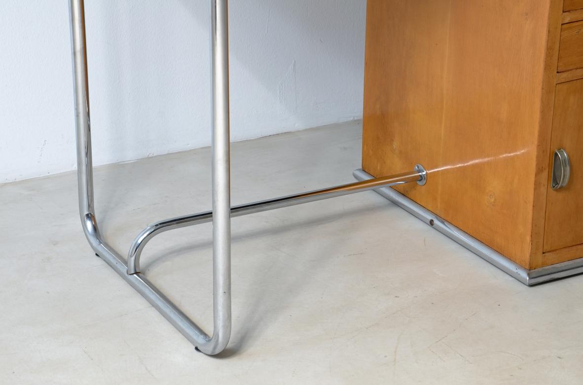 20th Century 1930's Desk in chromed tubular with drawers on the side For Sale