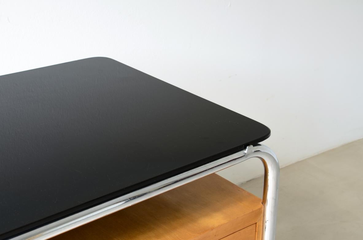 Metal 1930's Desk in chromed tubular with drawers on the side For Sale