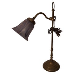 1930s Desk Lamp with Decorative Glass Shade