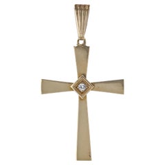 1930s Diamond 18 Karat Yellow Gold Cross Pendant