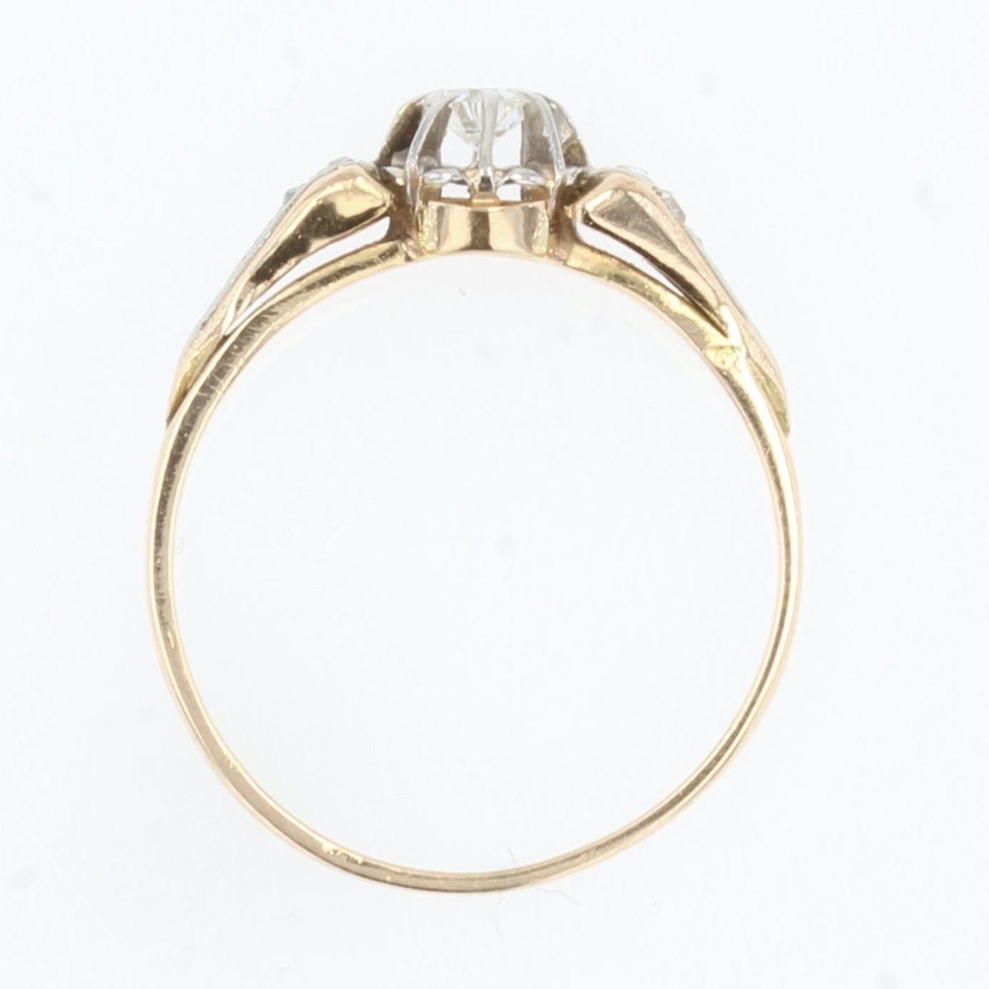 1930s Diamond 18 Karat Yellow Gold Solitaire Ring 1