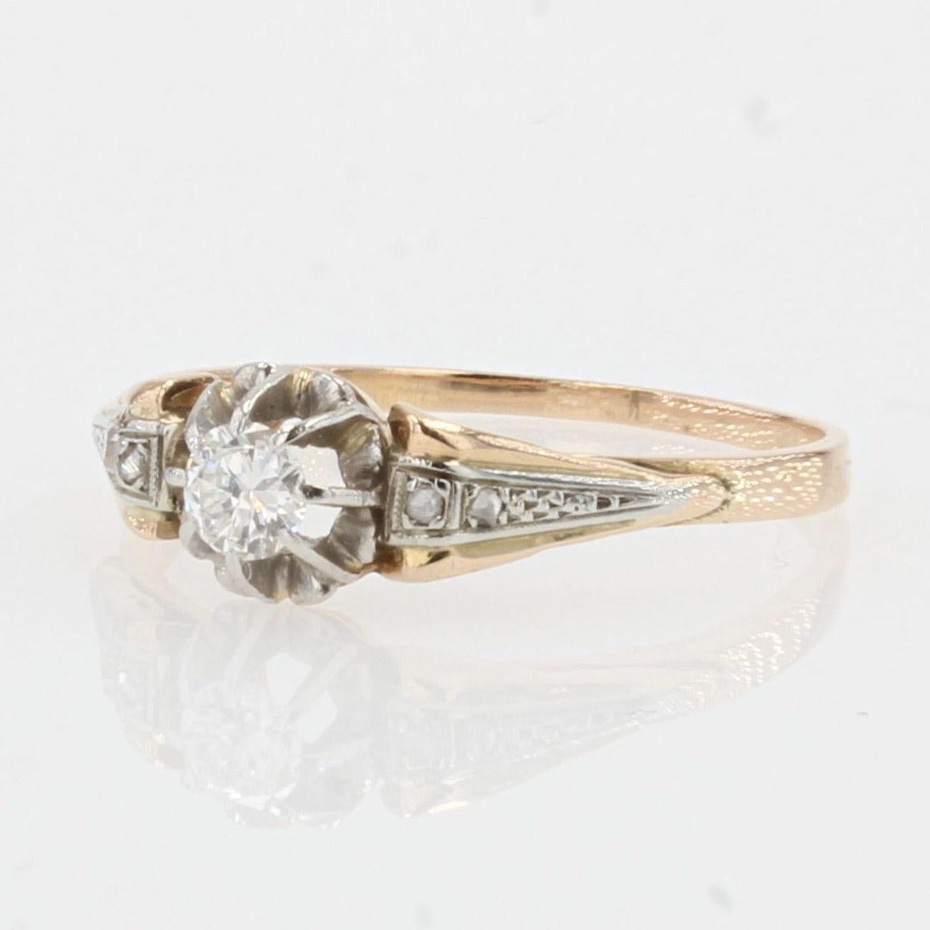Art Deco 1930s Diamond 18 Karat Yellow Gold Solitaire Ring