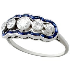 1930s Diamond and Sapphire White Gold Cocktail Ring