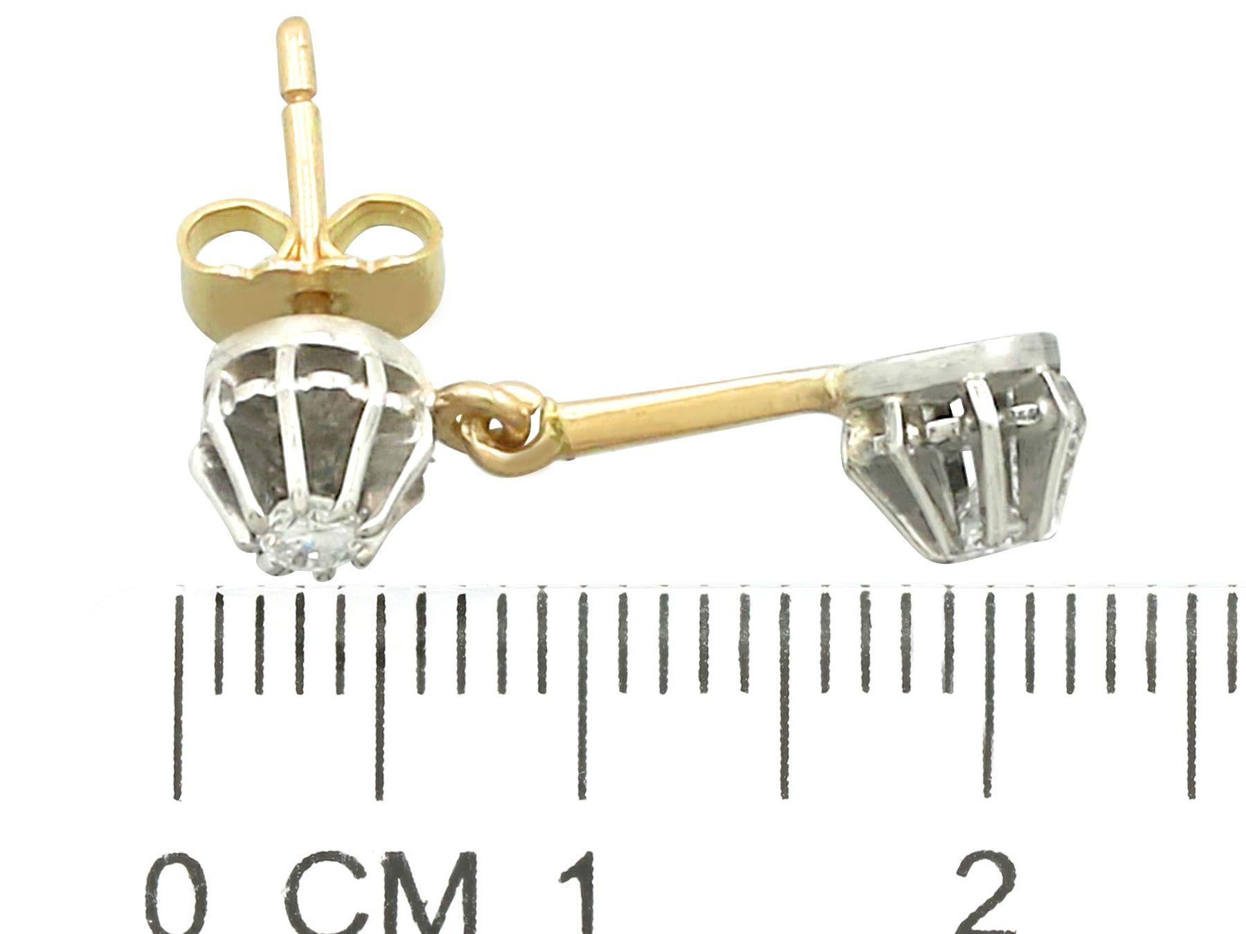 Women's 1930s Diamond and Yellow Gold Drop Earrings For Sale
