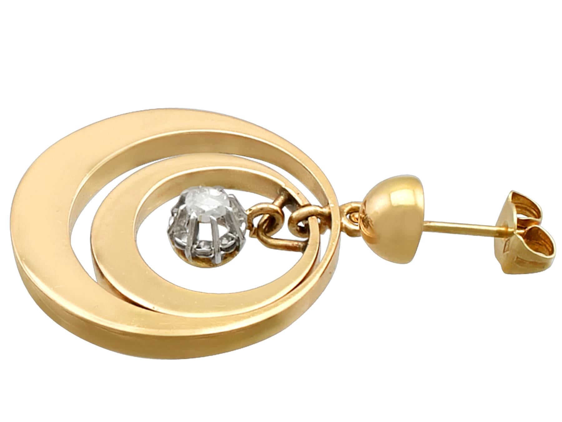 1930s Diamond and Yellow Gold Drop Earrings 1