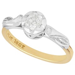 Bague solitaire ancienne en or jaune et platine sertie de diamants, des années 1930